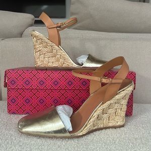 Tory Burch Gold Closed Toe Espadrilles